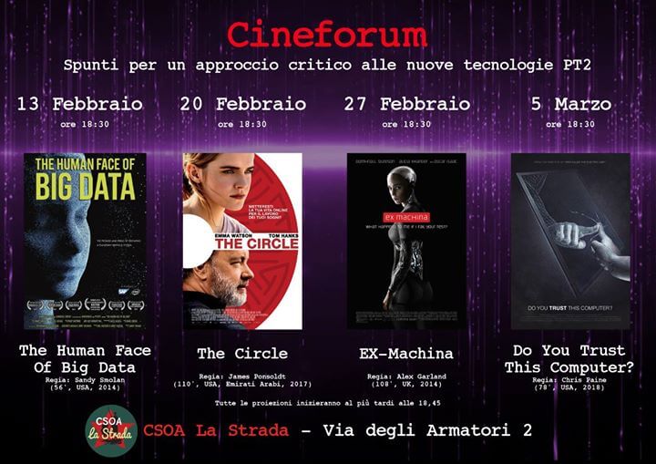Cineforum/ Spunti per un approccio critico alle nuove tecnologie – The Human face of Big Data